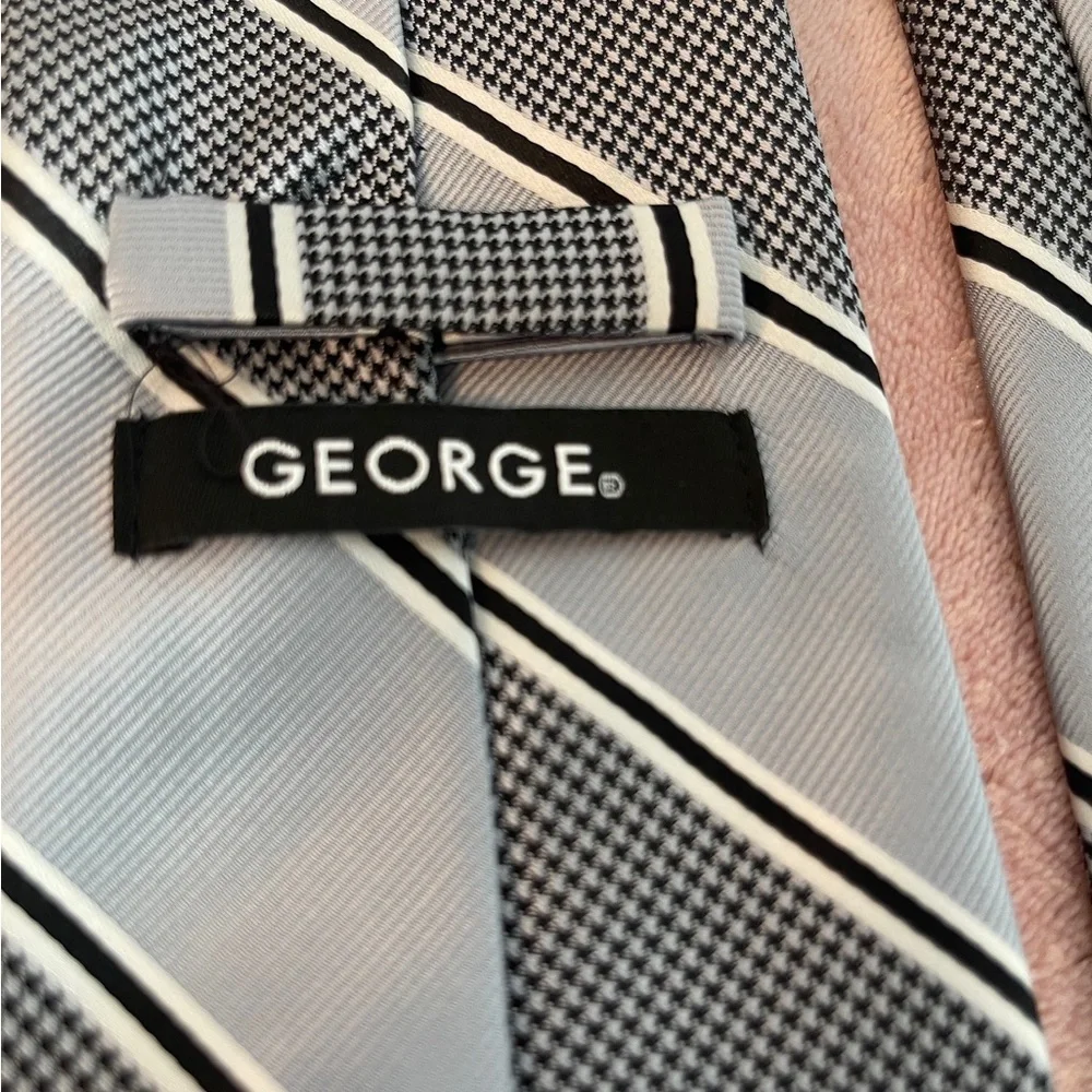 George Classic Black and Gray Striped Tie
